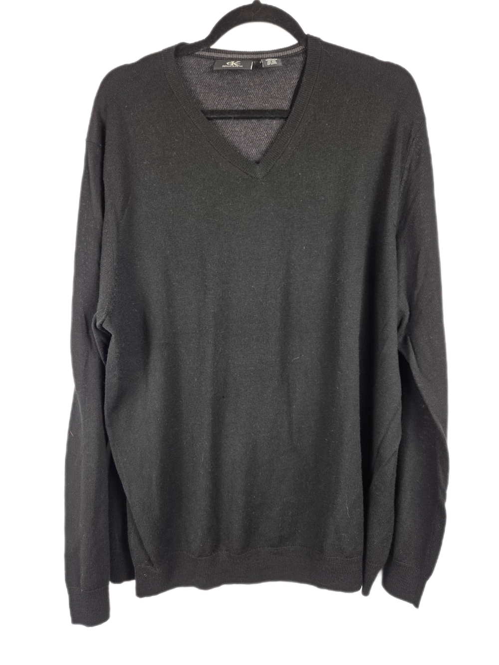Calvin Klein Black V-Neck Sweater - Classic Soft Knit Merino Wool